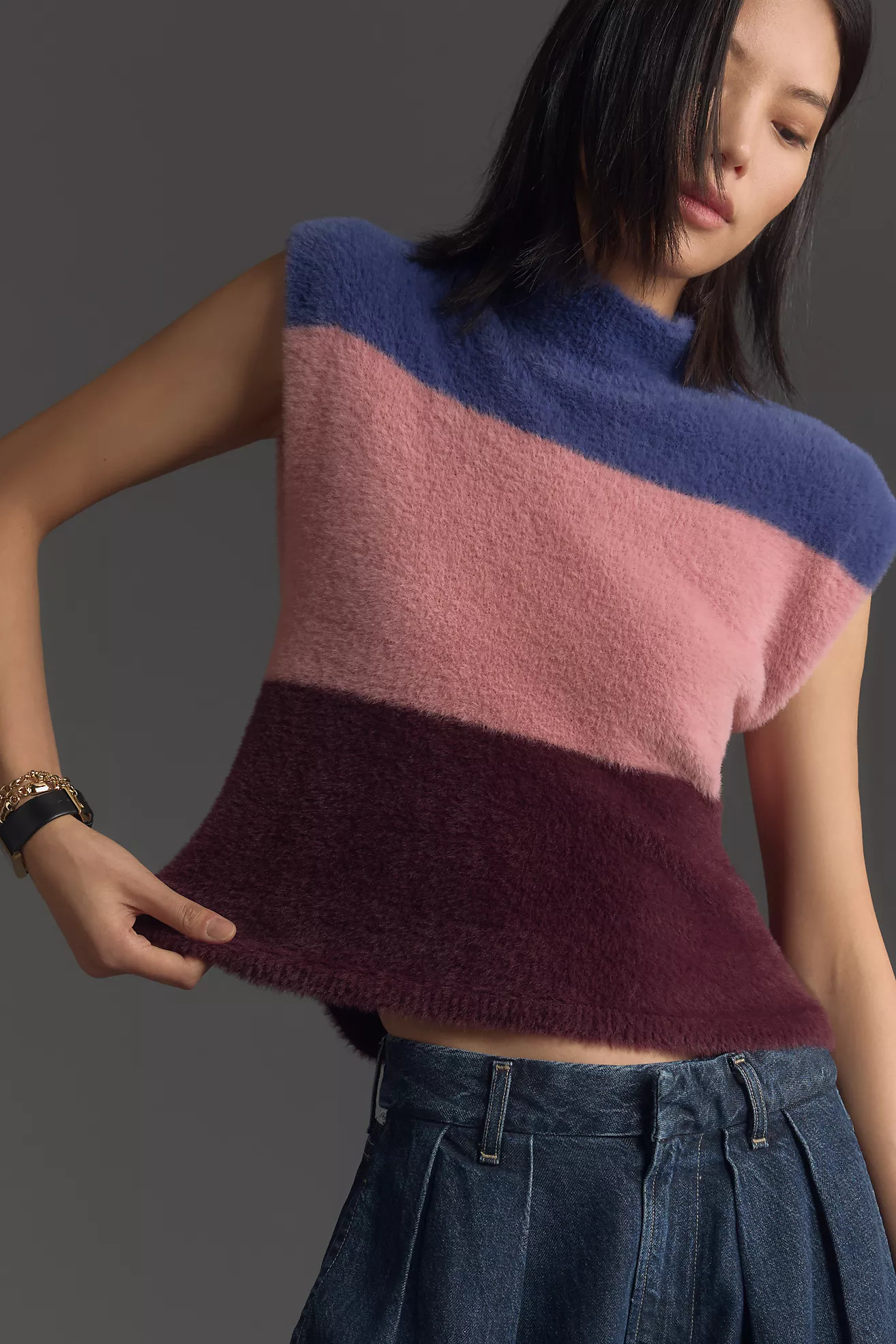 Maeve Colorblock Eyelash Sweater Vest | Anthropologie (US)