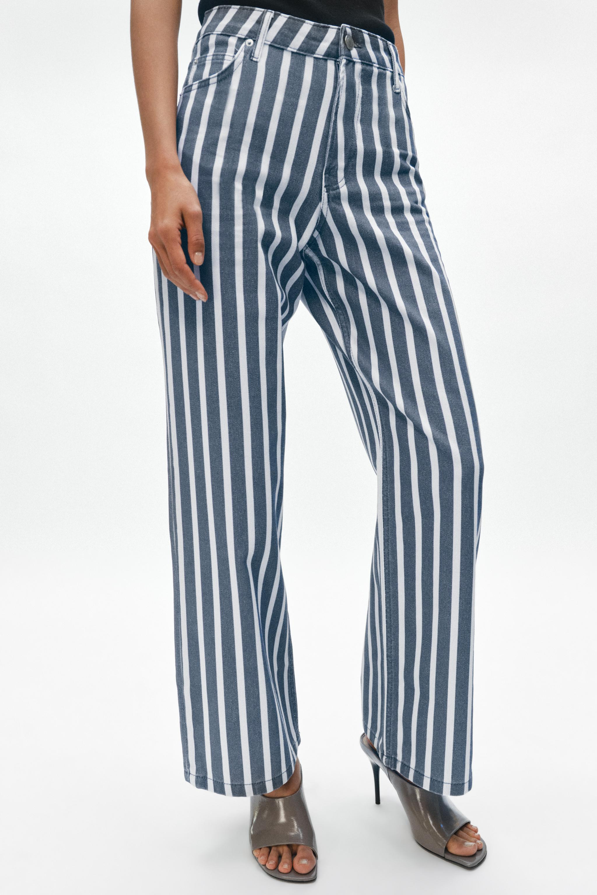 ZW COLLECTION MID-RISE STRIPED LOOSE FIT JEANS | Zara US