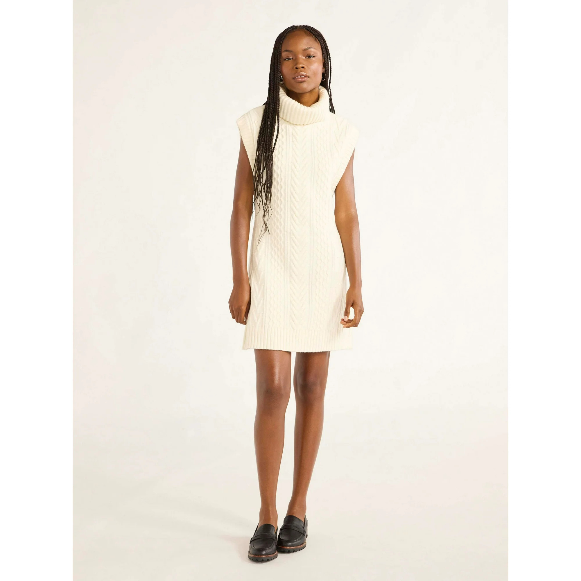 Free Assembly Woman's Sleeveless Cable Knit Mini Sweater Dress, Sizes XS-XXXL | Walmart (US)