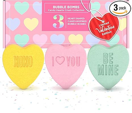 Valentines Bath Bombs for Women, Girls, & Teens (3 Pack) - Heart Bath Bombs for Relaxing Bubble B... | Amazon (US)