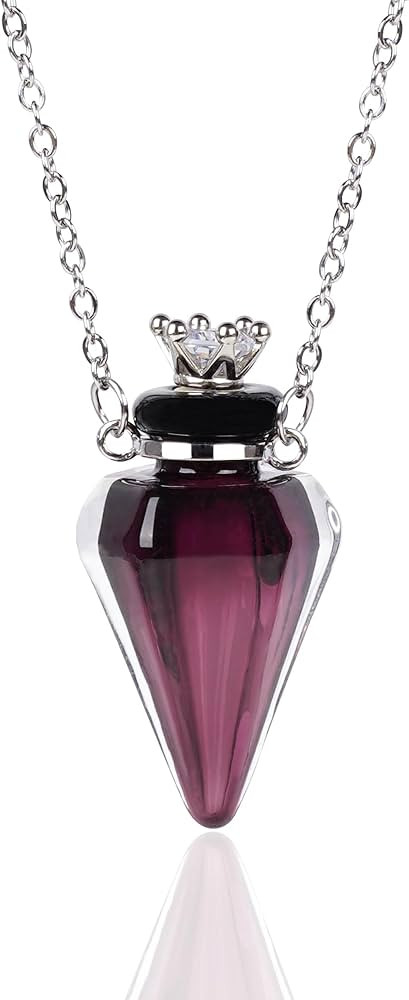Perfume Bottle Necklace Diamond Shape, Purple Perfume Bottle Necklace, Essential Oil Diffuser Nec... | Amazon (US)