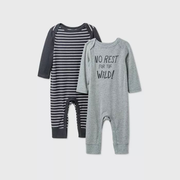 Baby Boys' 2pk 'No Rest For The Wild' Long Sleeve Romper - Cat & Jack™ Gray | Target