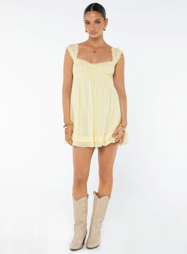 Carlita Mini Dress Yellow | Princess Polly US