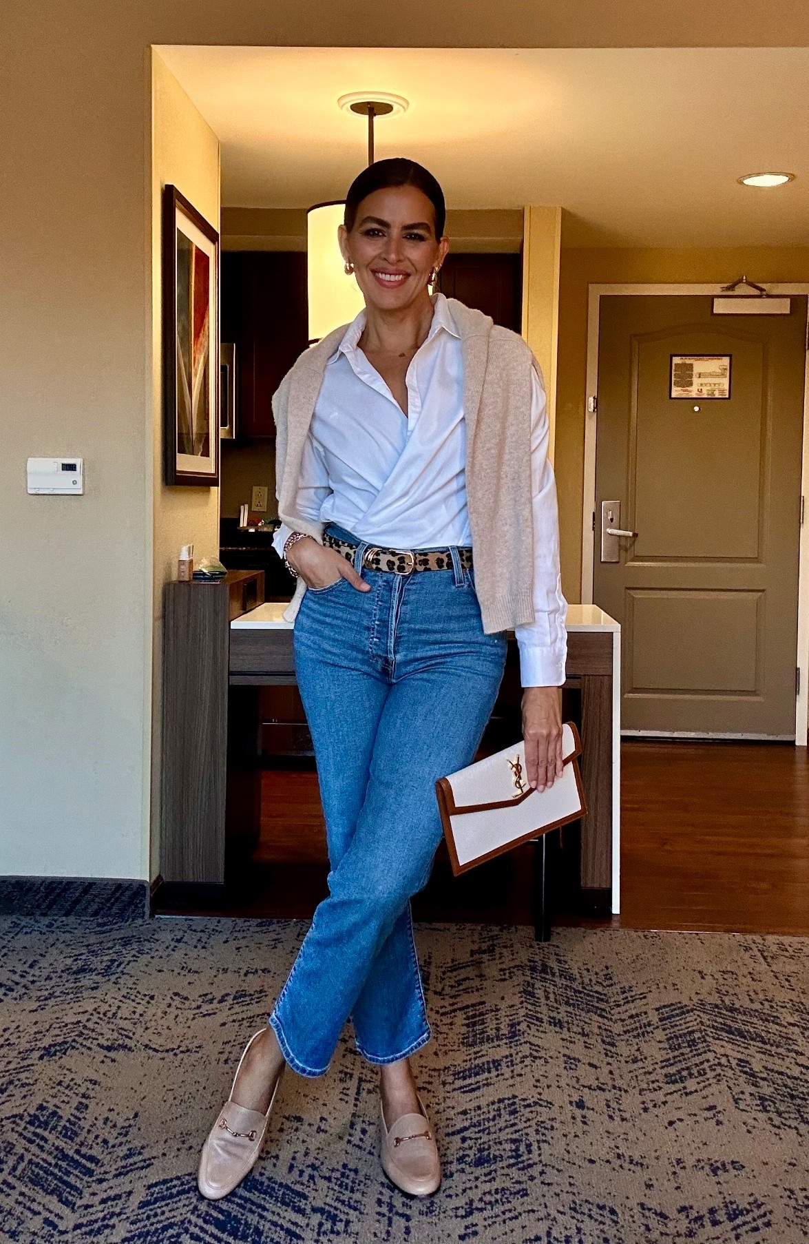 Size L in shirt. Size 25x28 in jeans, very stretchy. Shoes in size 9, super soft leather. 
Casual fall outfit, cropped jeans, old money style.

#LTKOver40 #LTKSeasonal #LTKFindsUnder100