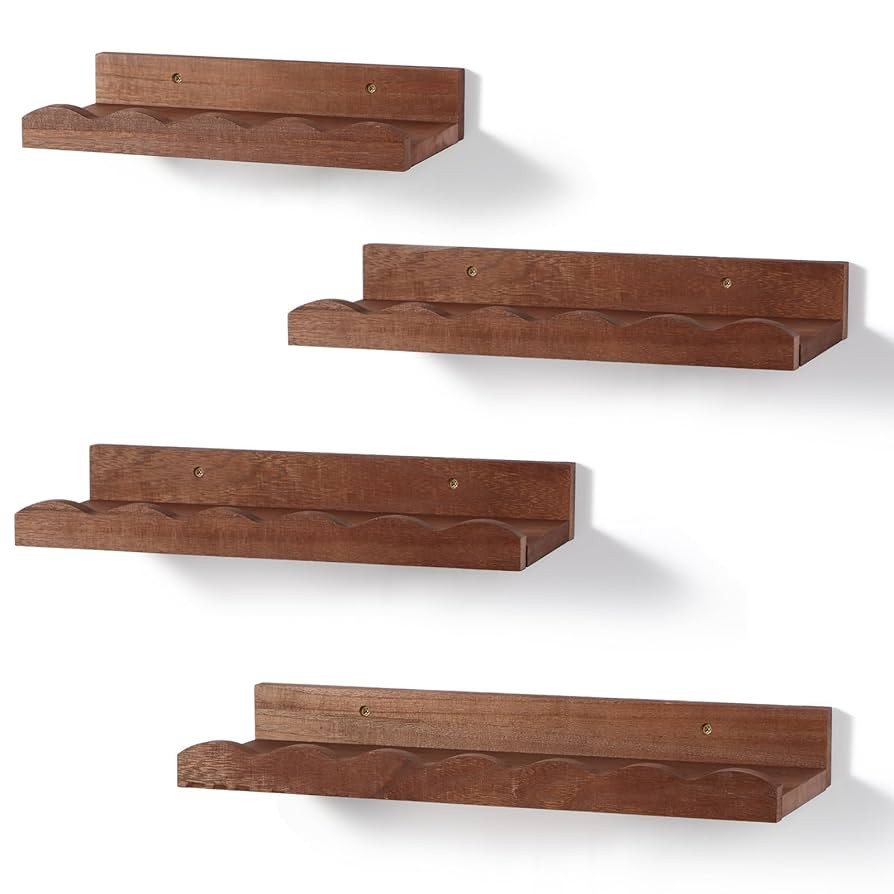 Suzile Set of 4 Floating Nursery Book Shelves for Wall Wood Floating Bookshelves Picture Small Le... | Amazon (US)