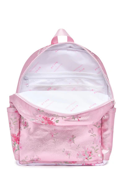 STATE x LoveShackFancy Kane Pink Metallic Travel Backpack | LOVESHACKFANCY