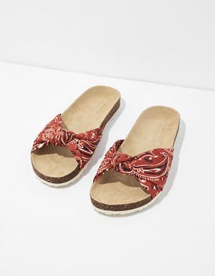 AE Knotted Bandana Slide Sandal | American Eagle Outfitters (US & CA)