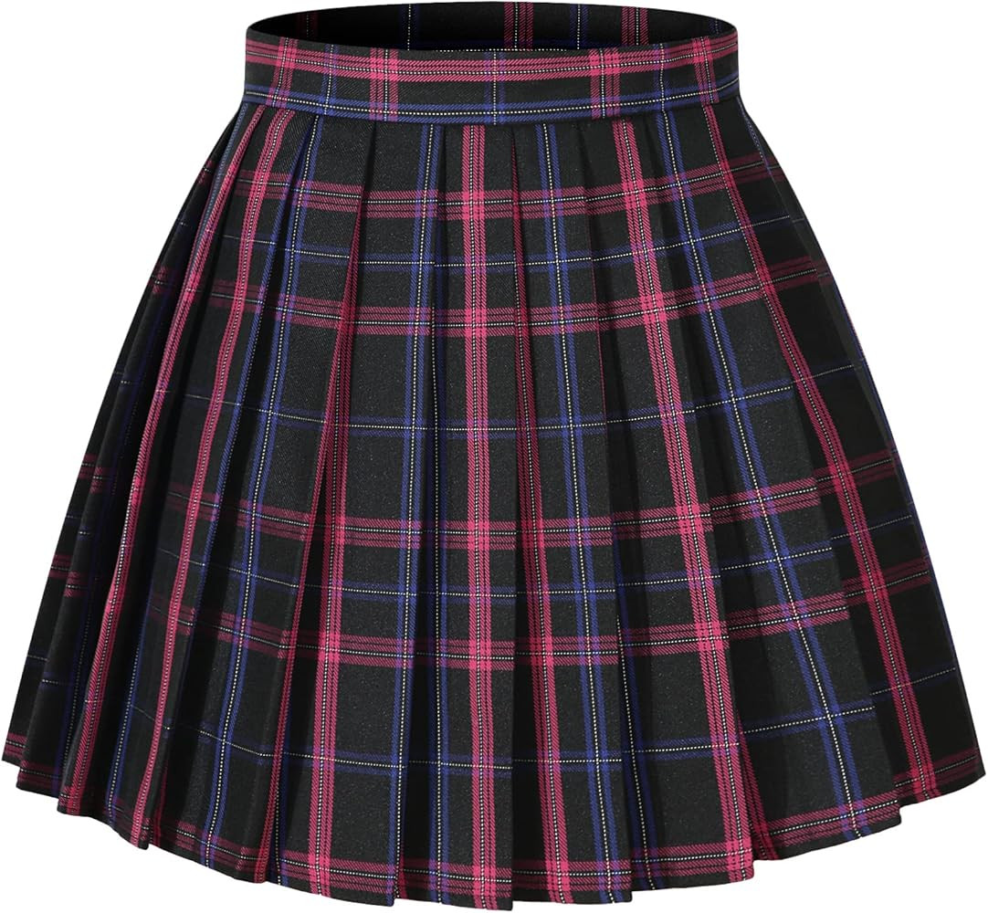 Women Girls Short Plaid Pleated Skirts Uniform Cosplay Costumes | Amazon (US)