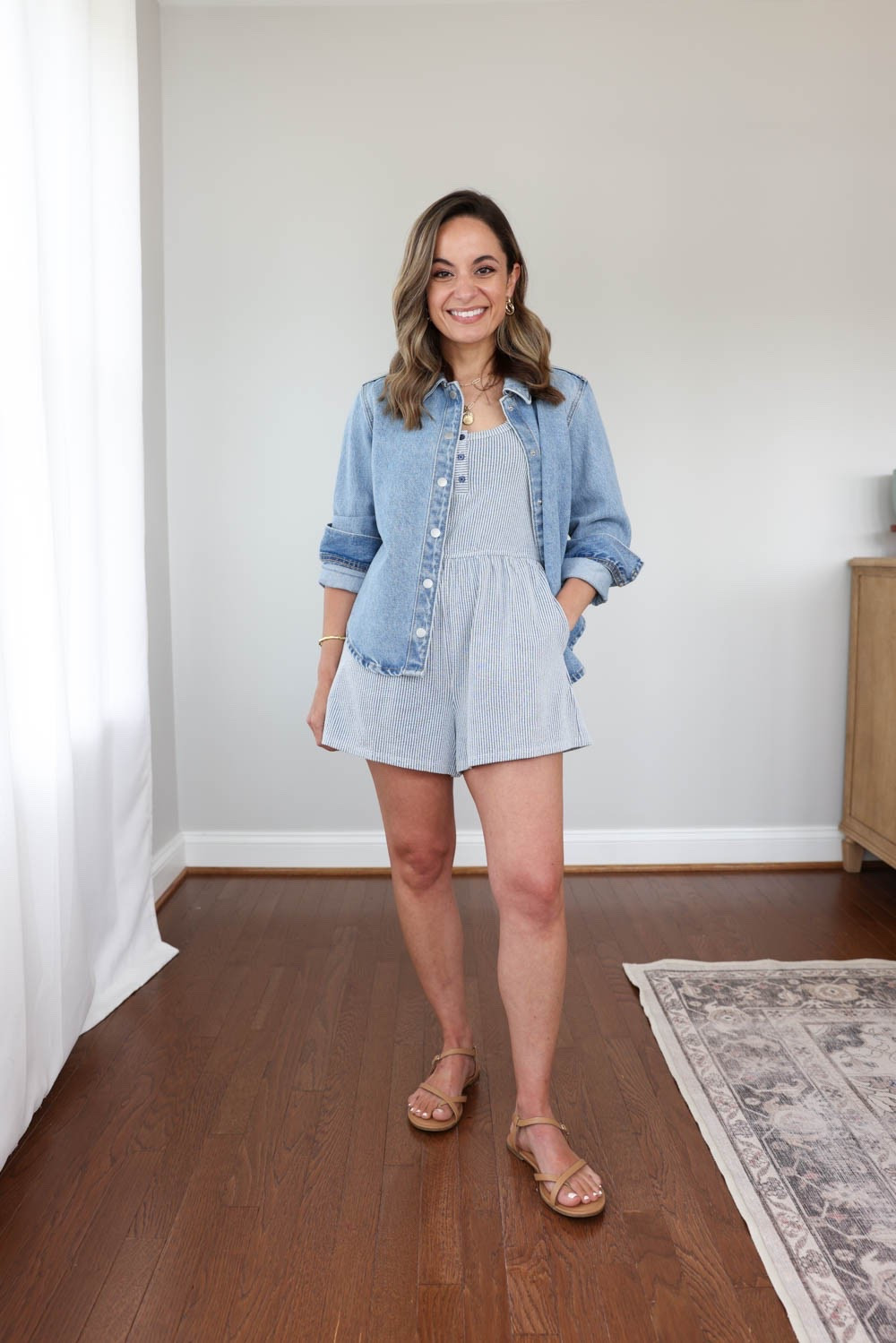 Love this comfy romper for a casual summer day! Perfect after a day by the water or even worn over a bathing suit. 

I’m wearing xs here and it fits me well (it runs a little small and short which is a plus for me)! 

The denim top is another favorite. It’s a little thicker like a jacket, but is more modern than a classic denim jacket. Looks great over rompers, dresses and paired with shorts. I’m wearing xs here. 

@target #ad #sponsored

#LTKPetite