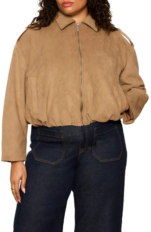 Sanctuary Takeoff Faux Suede Jacket in Almond at Nordstrom, Size 2X | Nordstrom