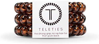 TELETIES - Animal Print Hair Ties - Hair Coils - 3 pack (Large, Tortoise) | Amazon (US)