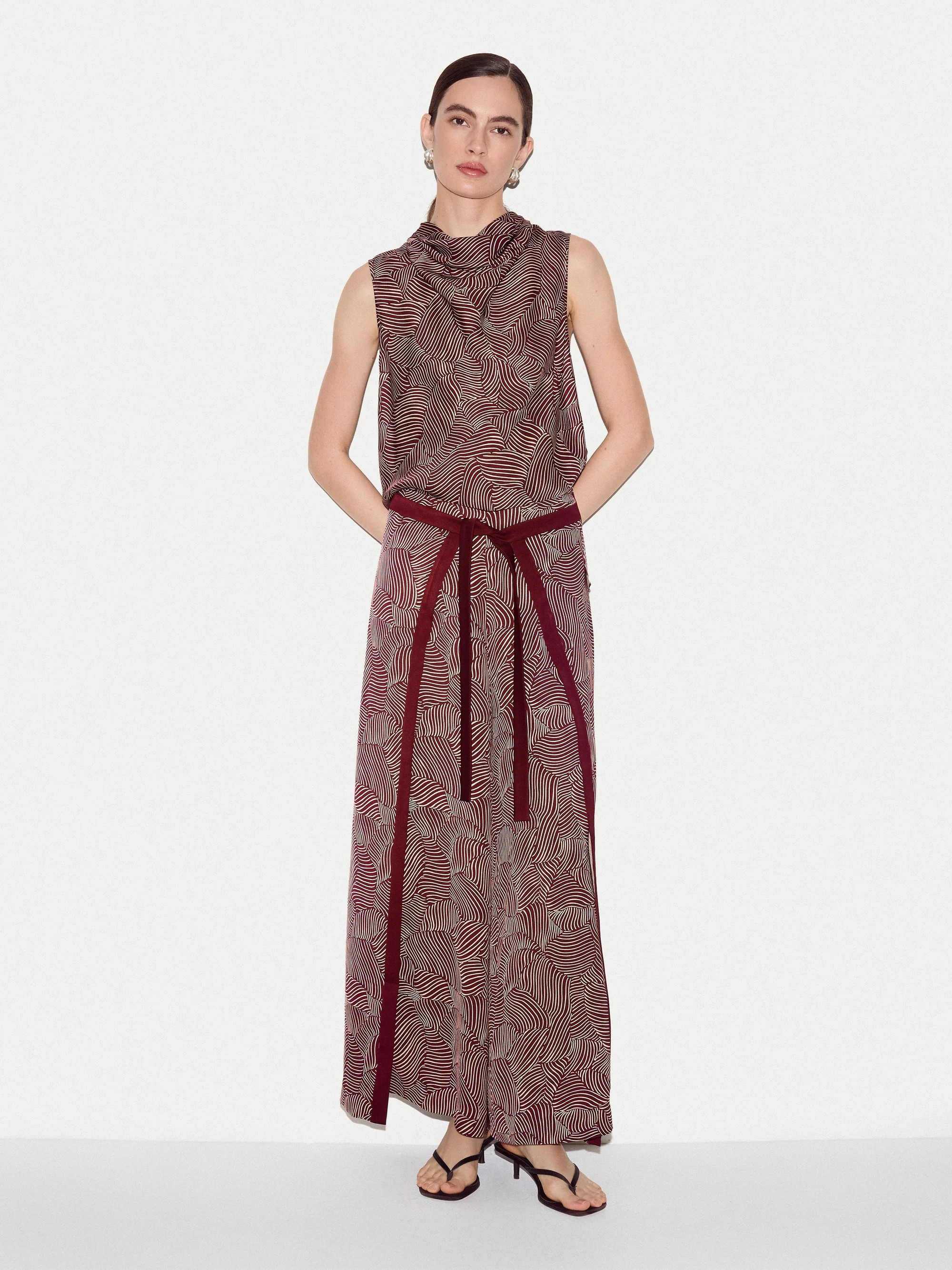 Optic Swirl Wrap Front Trouser | Red | Jigsaw (UK)