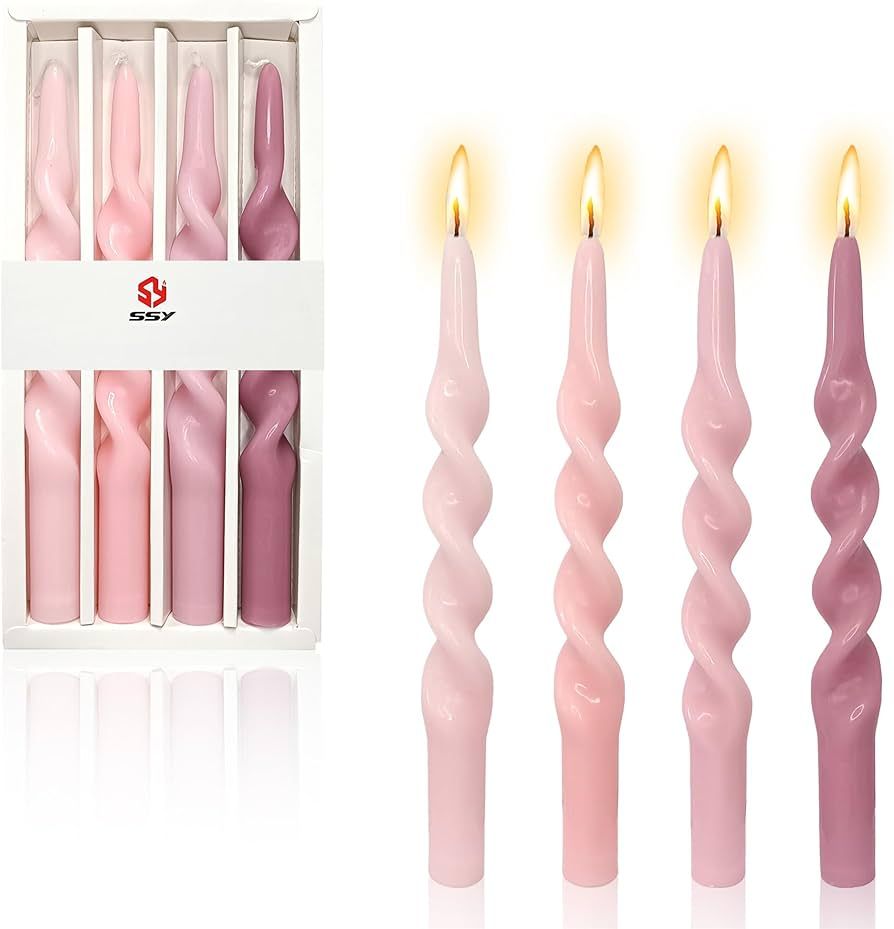 Spiral Taper Candle Dinner Candlesticks - Gedengni 10inch Gradient Taper Candle Stick Unscented W... | Amazon (US)