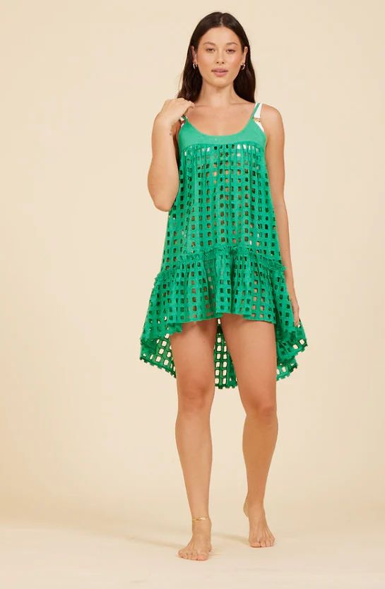 NEW!! Eyelet High Low Coverup in Green | Glitzy Bella