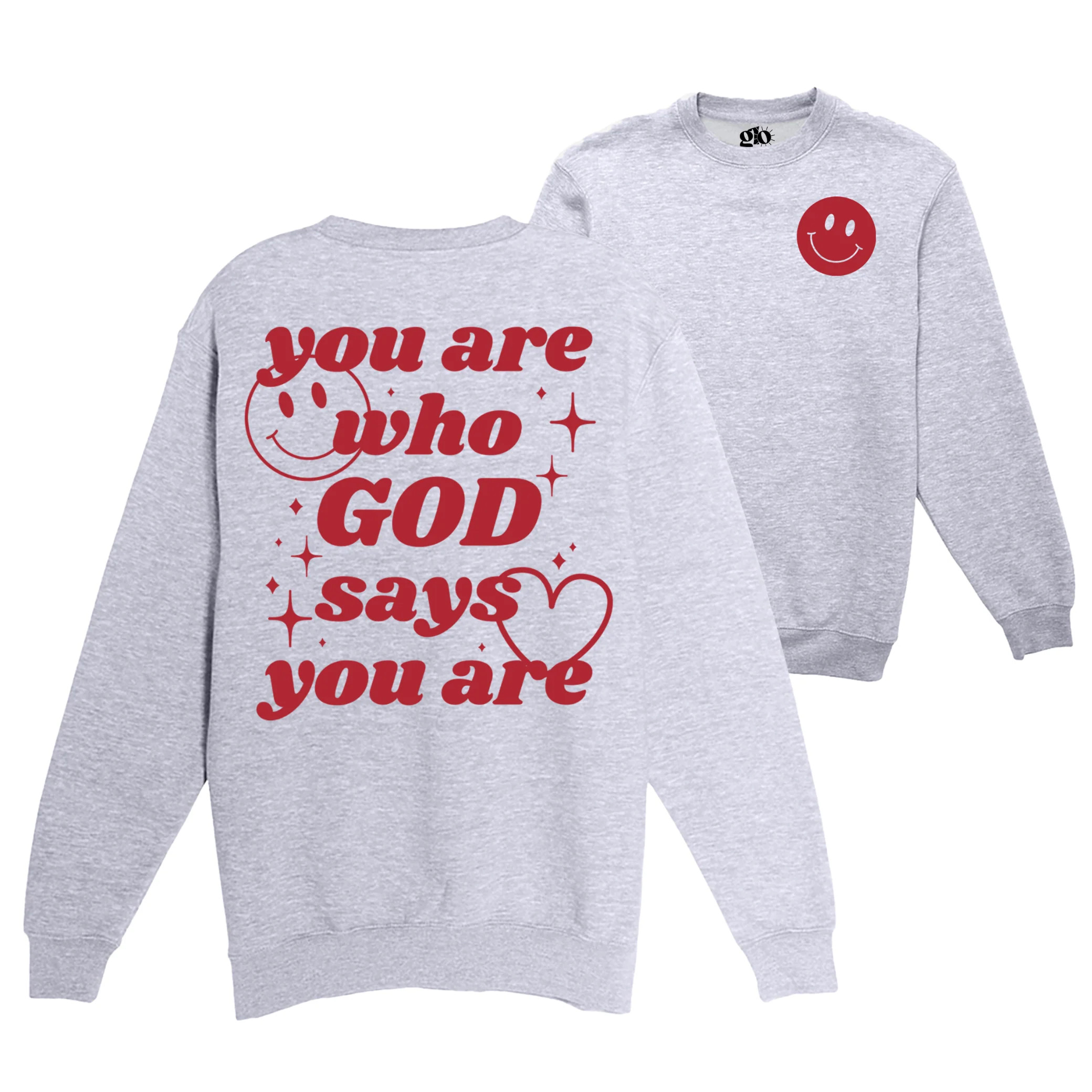 God Says Crewneck Sweatshirt - Heather Grey | Gods Love Overcomes