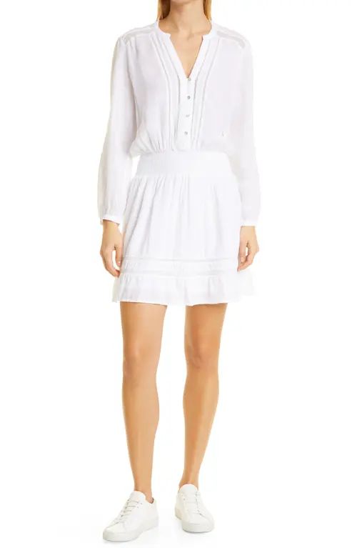 Rails Jasmine Smocked Waist Long Sleeve Dress in White Lace Detail at Nordstrom, Size Large | Nordstrom