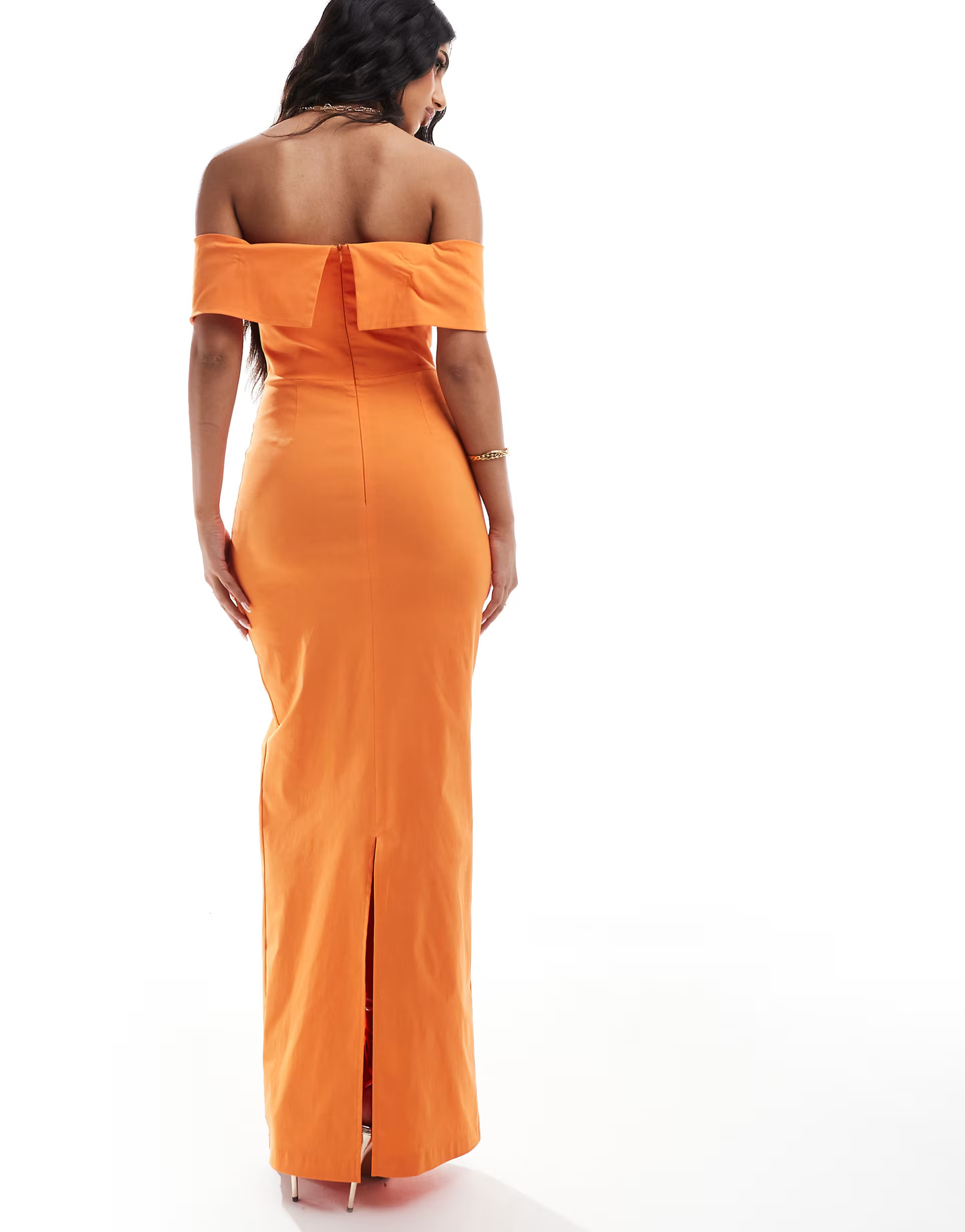 Vesper bandeau foldover maxi dress in orange | ASOS | ASOS (Global)