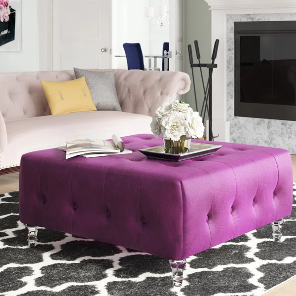 Garman Wide Velvet Tufted Square Cocktail Ottoman | Wayfair Professional