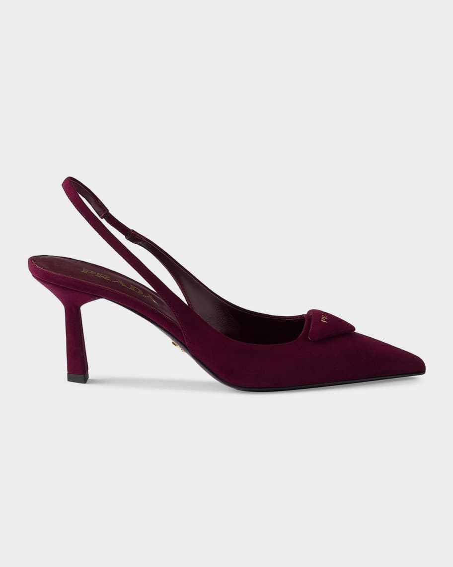 Prada 75mm Suede Slingback Pumps | Neiman Marcus
