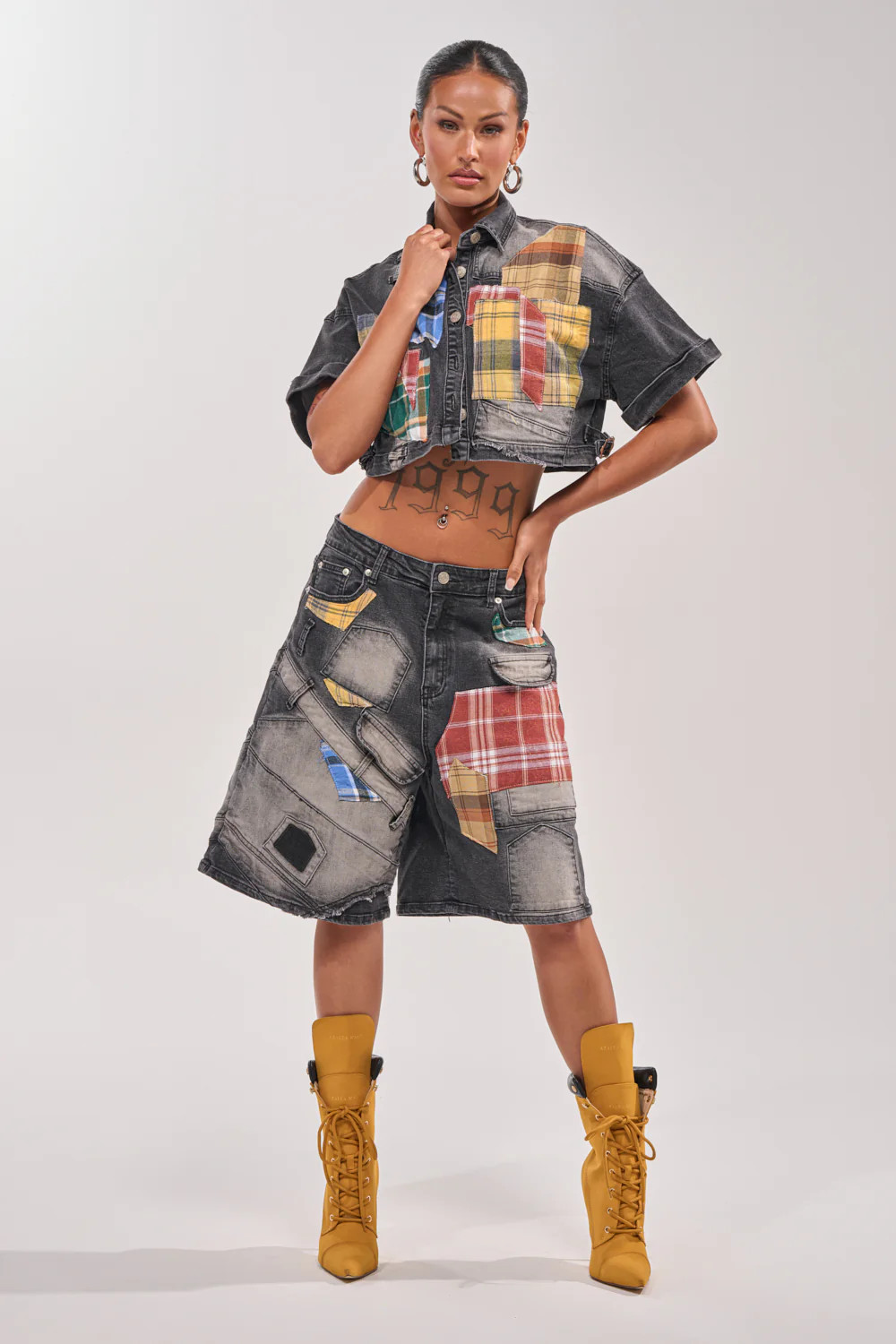 DREA MIXED PLAID BERMUDA SHORT | AKIRA