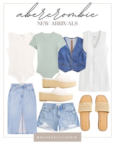 Abercrombie new arrivals I’m obsessed with! These body suits, vest top, vest dress, denim skirt, and jean shorts are perfect for spring break and summer! 

#LTKSeasonal #LTKfindsunder100
