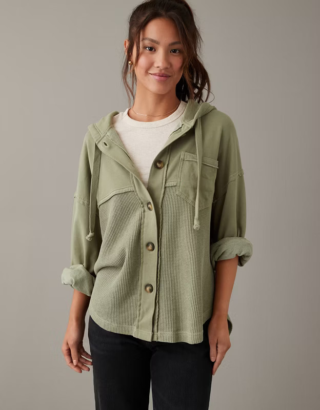 AE Big Hug Hooded Shacket | American Eagle Outfitters (US & CA)