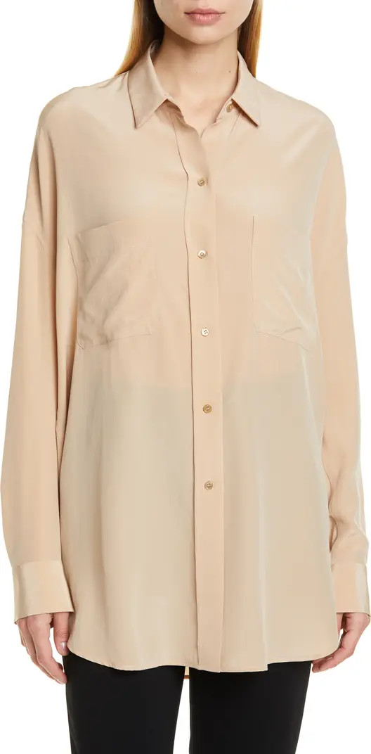 Oversize Silk Button-Up Blouse | Nordstrom Rack