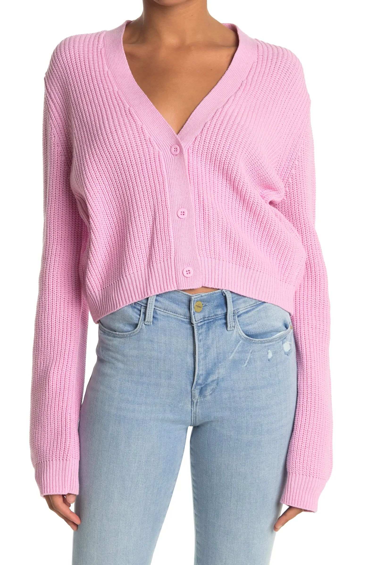 Button Down Cropped Knit Cardigan | Nordstrom Rack