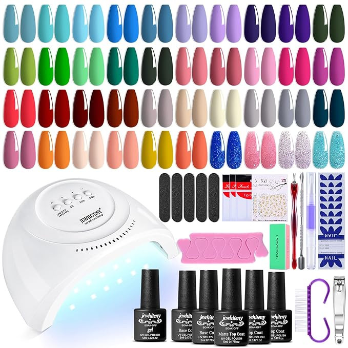 JEWHITENY 43PCS Gel Nail Polish Kit with U V Light 120W LED Nail Lamp 40 Colors Gel Nail Polish S... | Amazon (US)