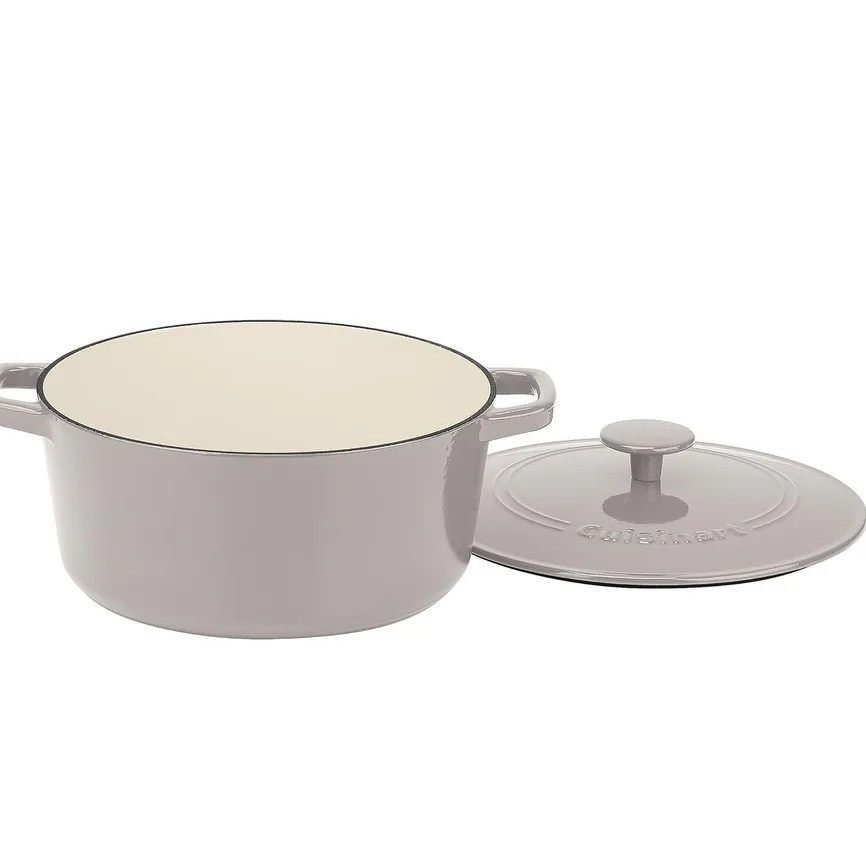 Cuisinart Chef's Classic Enameled Cast Iron 5-Quart Round Covered Casserole, Linen | Bed Bath & Beyond