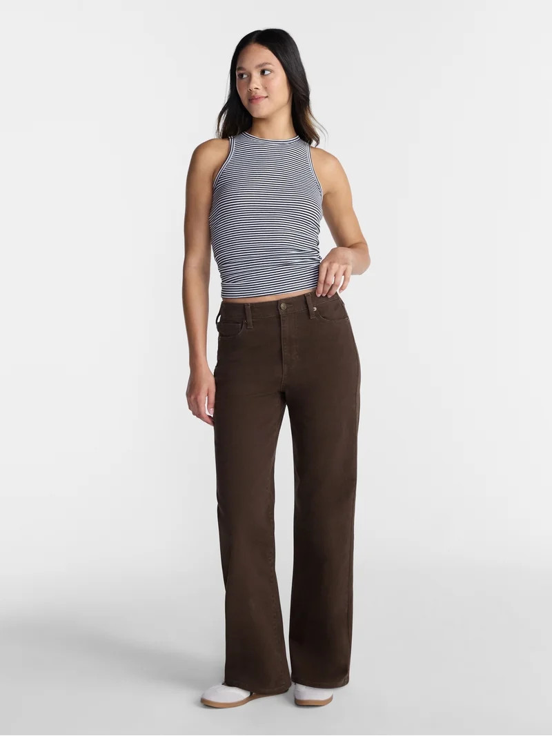 No Boundaries High Rise Baggy Wide Leg Jeans, 30'' Inseam, Women's and Women's Plus, Sizes XXS-4X | Walmart (US)