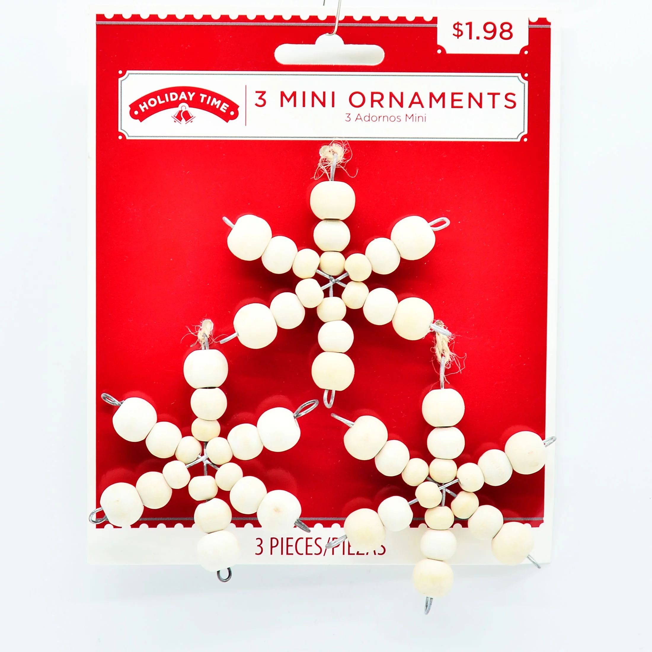 Holiday Time Natural Burlywood Homemade Snowflake Christmas Tree Ornament Set, 3 Count, 6.1"H | Walmart (US)