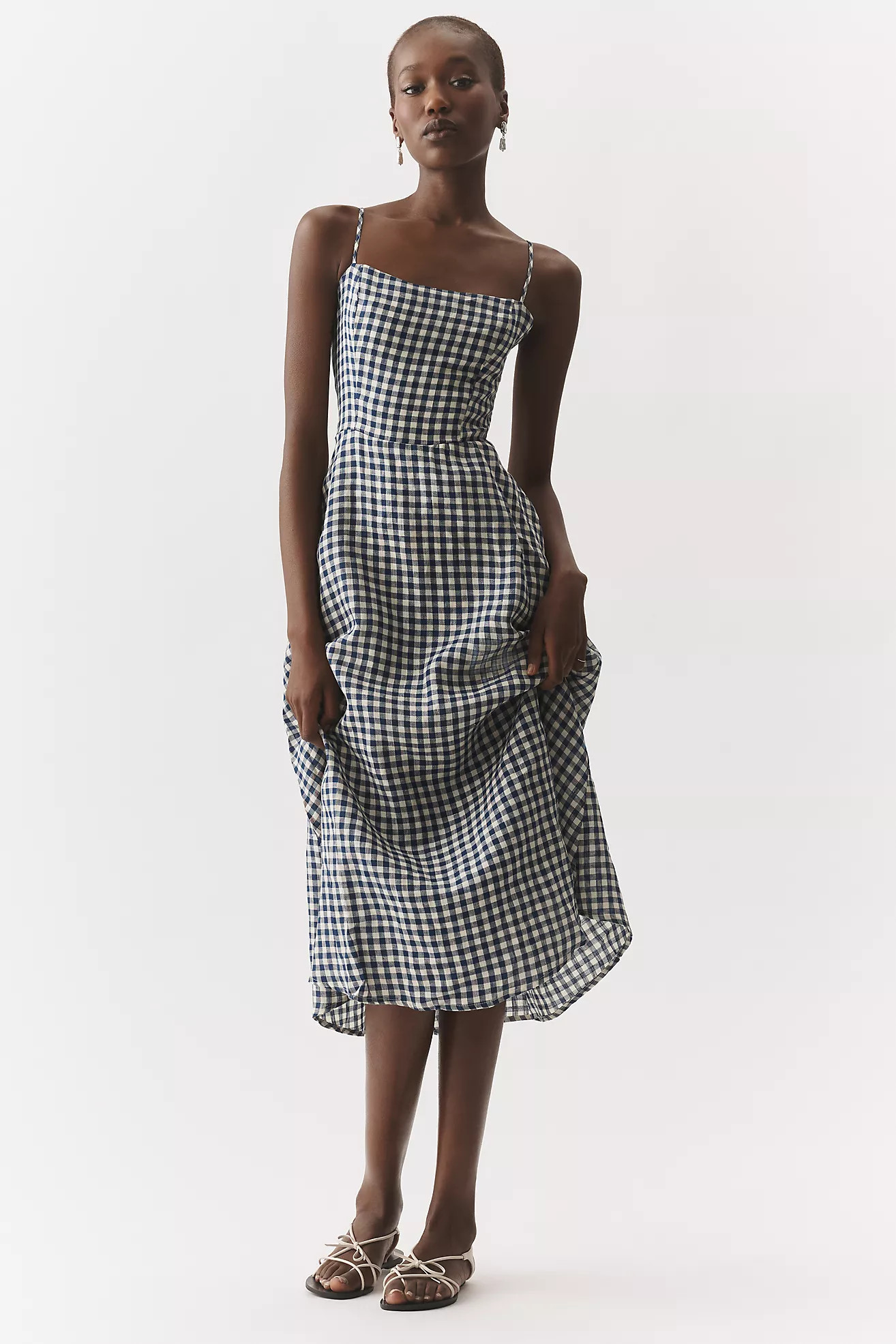 100% European Linen Strappy Midi Dress | Anthropologie (US)