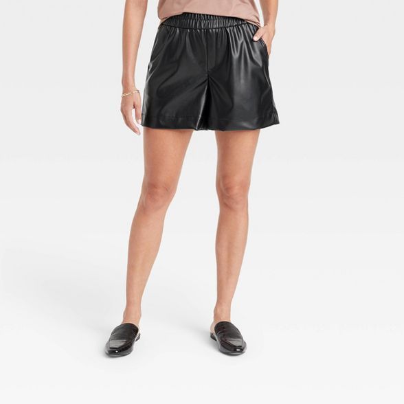 Women's High-Rise Faux Leather Pull-On Shorts - A New Day™ | Target
