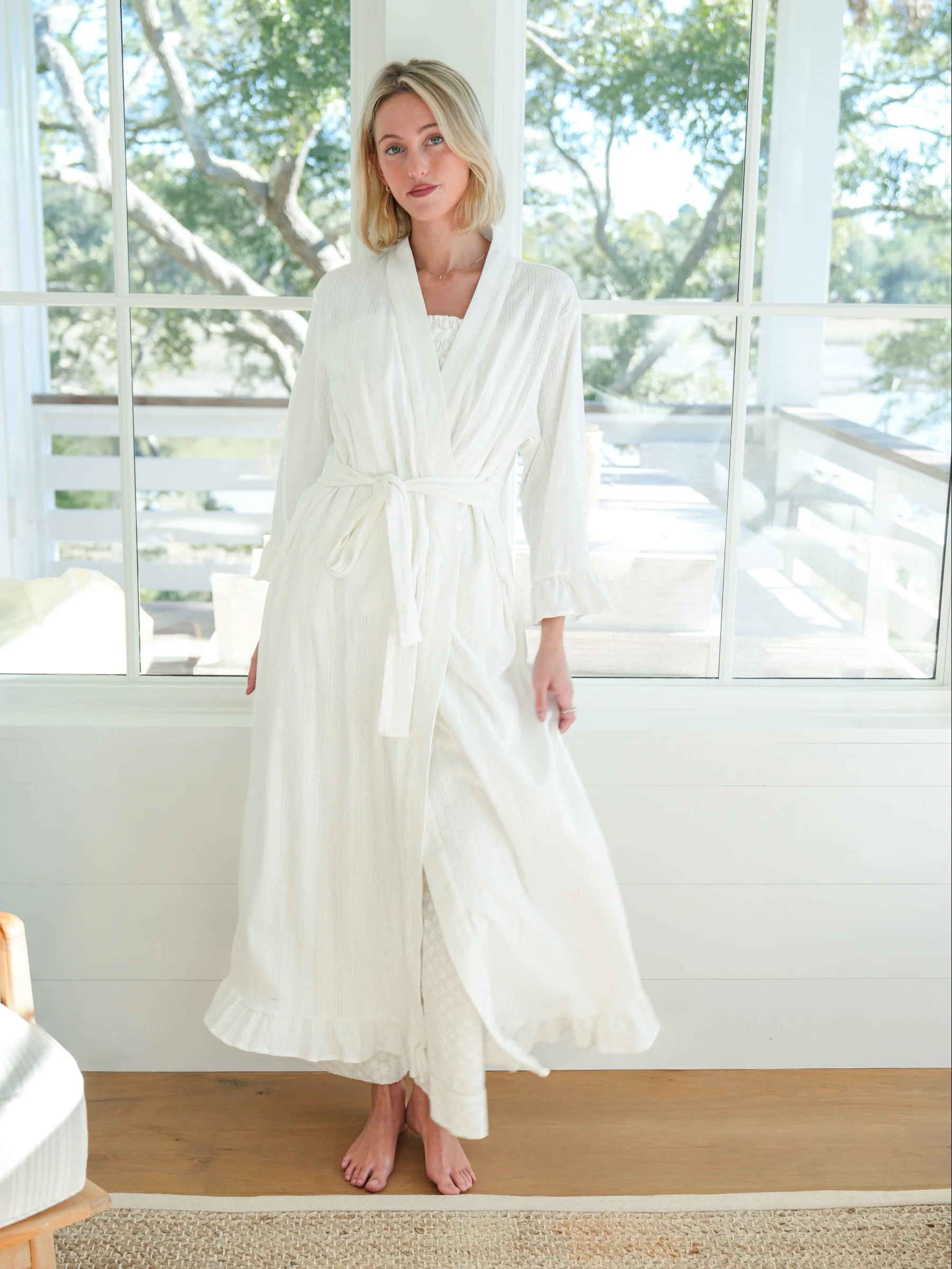 Waffle Bathrobe in Blue Milos | Elegant Loungewear - AMELIA | Darling Loungewear