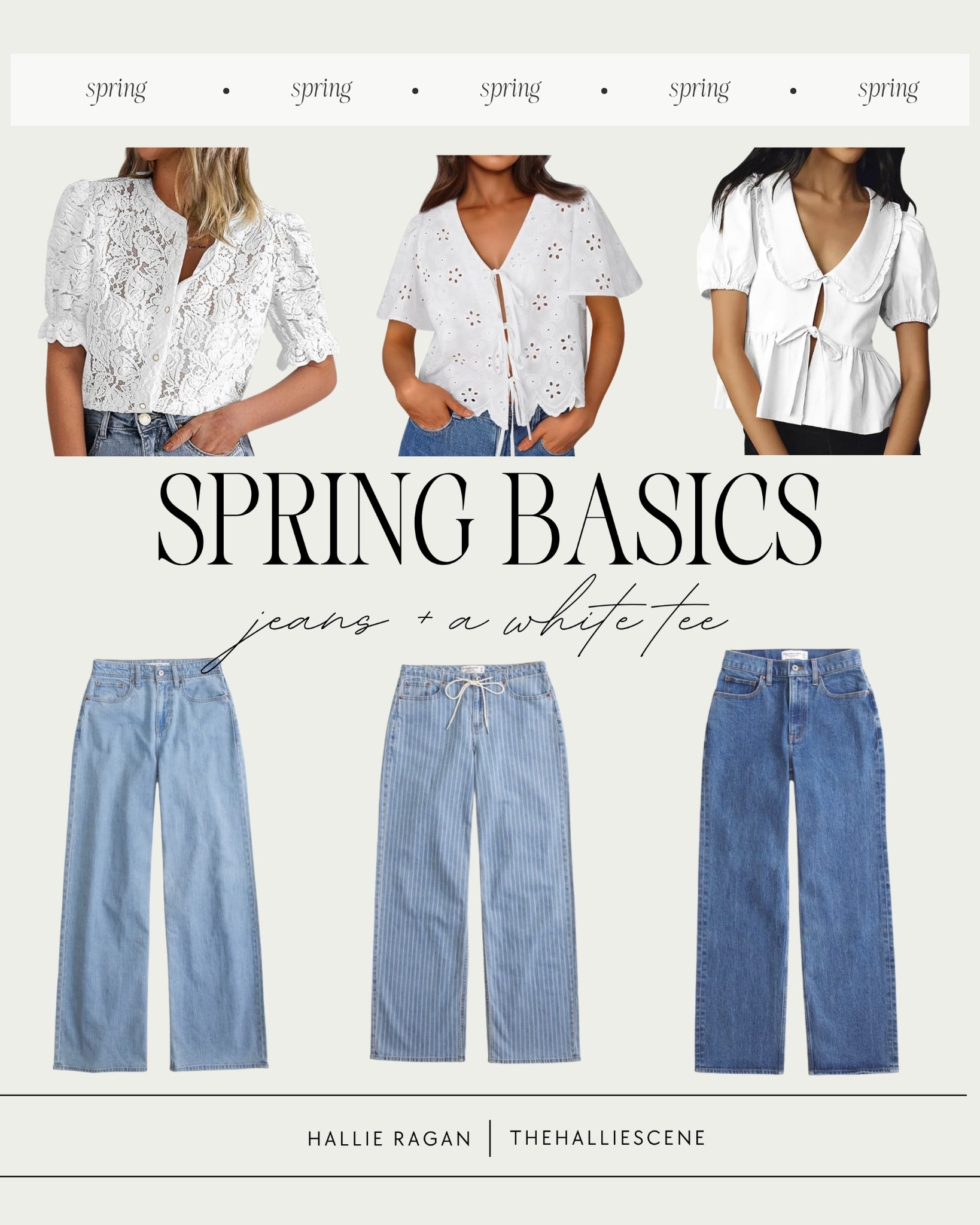 Spring // basics // spring basics // white // white shirt // collared shirt // Peter Pan collar // jeans // denim // lace // Abercrombie // Amazon 

#LTKSeasonal #LTKWorkwear #LTKmomlife