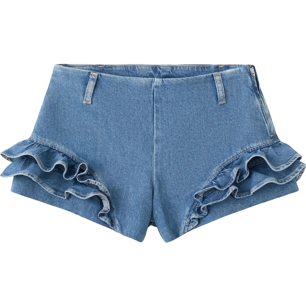 MANGO Starring Hailey Bieber Agata Denim Shorts in Medium Blue at Nordstrom | Nordstrom