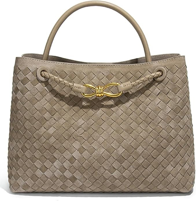 Suede Woven Tote Bag for Women PU Leather Hobo Bags Casual Crossbody Purse Shoulder Satchel Bag T... | Amazon (US)