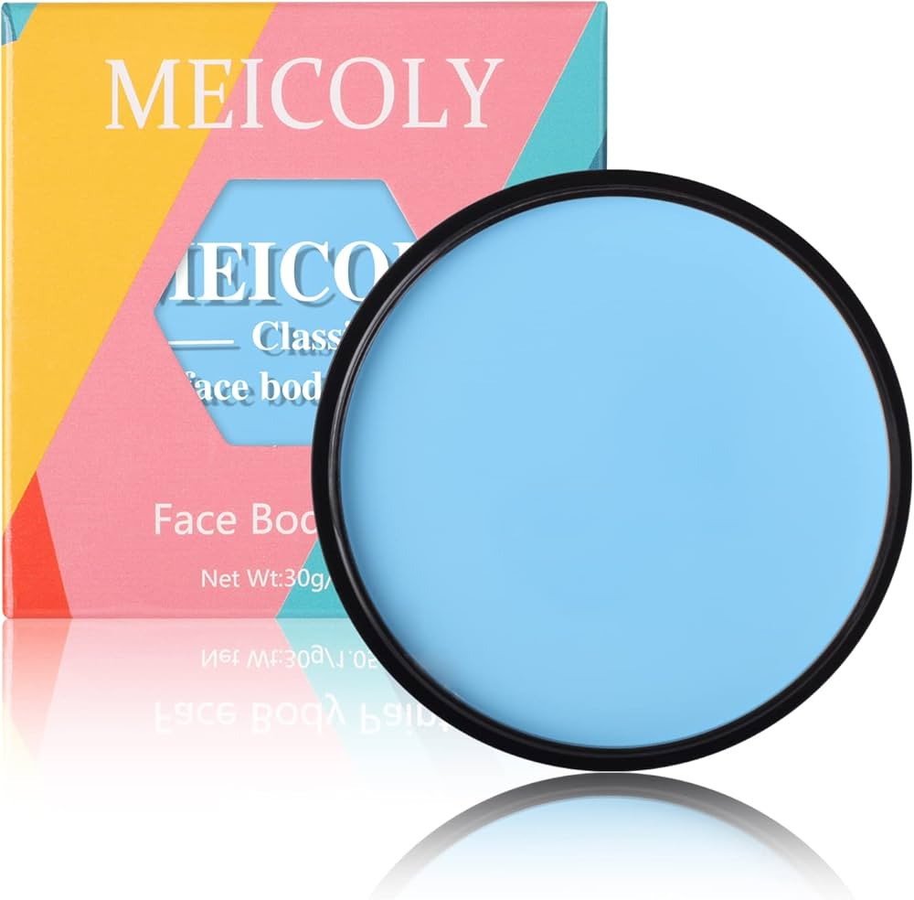 MEICOLY Blue Face Body Paint,1.05oz Water Based Washable Full Body Paint,Pale Blue Single Face Pa... | Amazon (US)