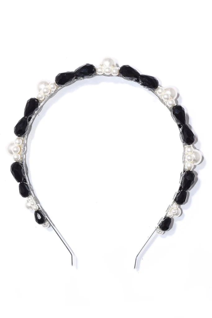 Daisy Hairband in Black/Pearl | Hampden Clothing