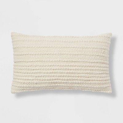 Oversized Textured Solid Lumbar Throw Pillow Ivory - Threshold&#8482; | Target