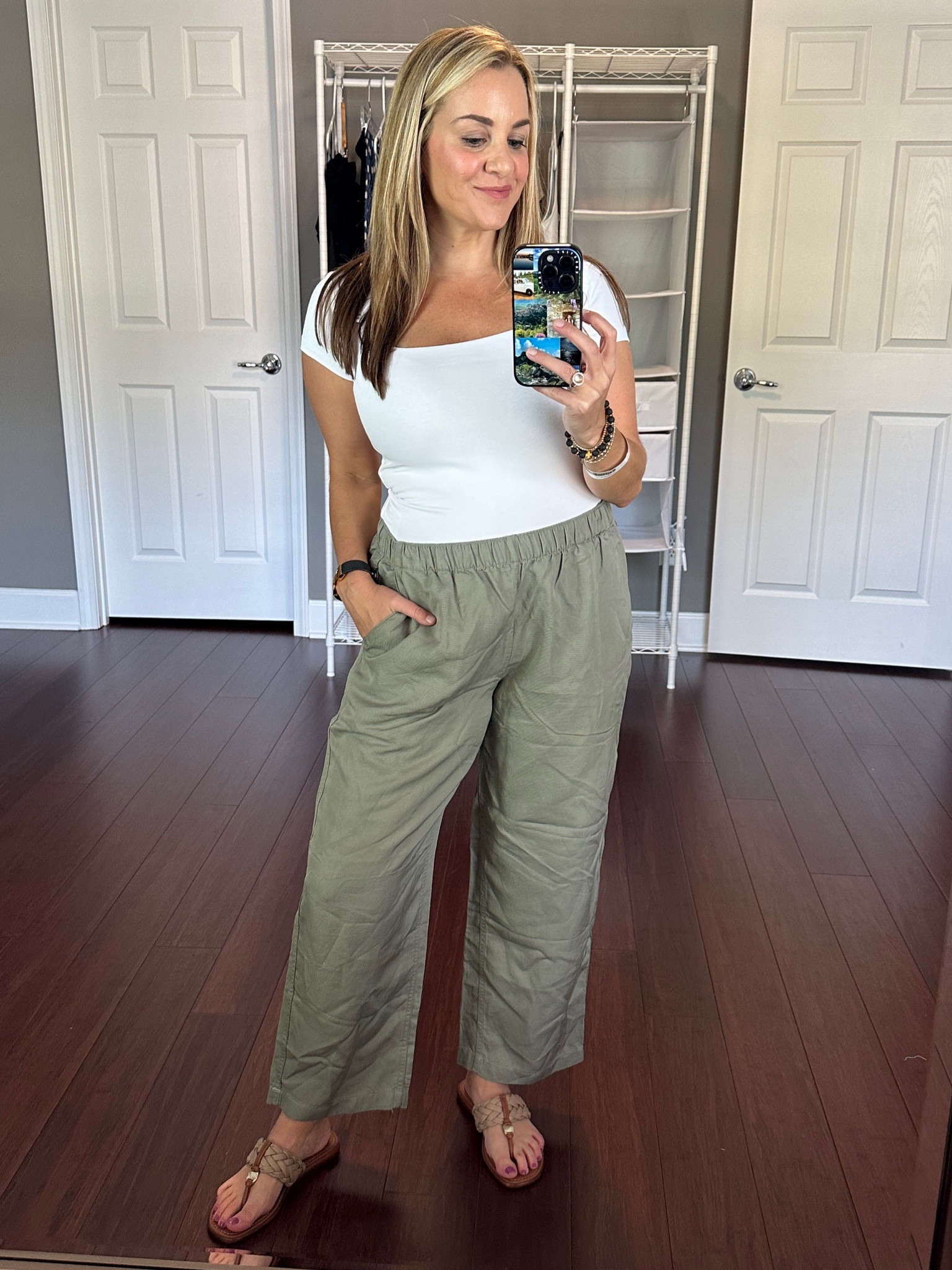 Wide leg pants are so versatile! I love this color for end of summer with a crisp white top. These would also look great with black!

I’m 5’1” and these are the sizes I’m in: 
Bodysuit: M
Pants: M short (but I’m exchanging them for regular length)

#LTKSeasonal #LTKSaleAlert #LTKStyleTip