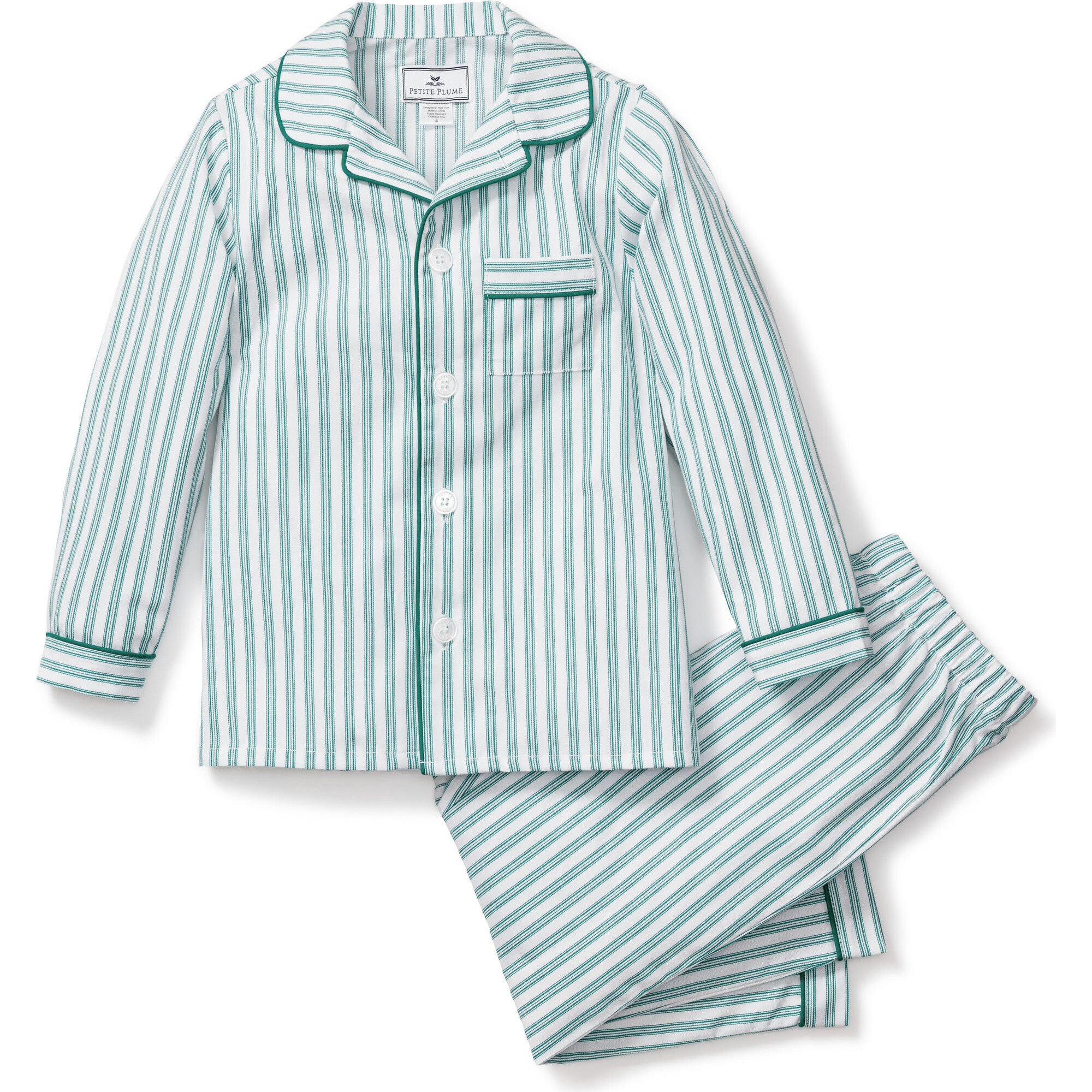 Pajama Set, Emerald Ticking | Maisonette