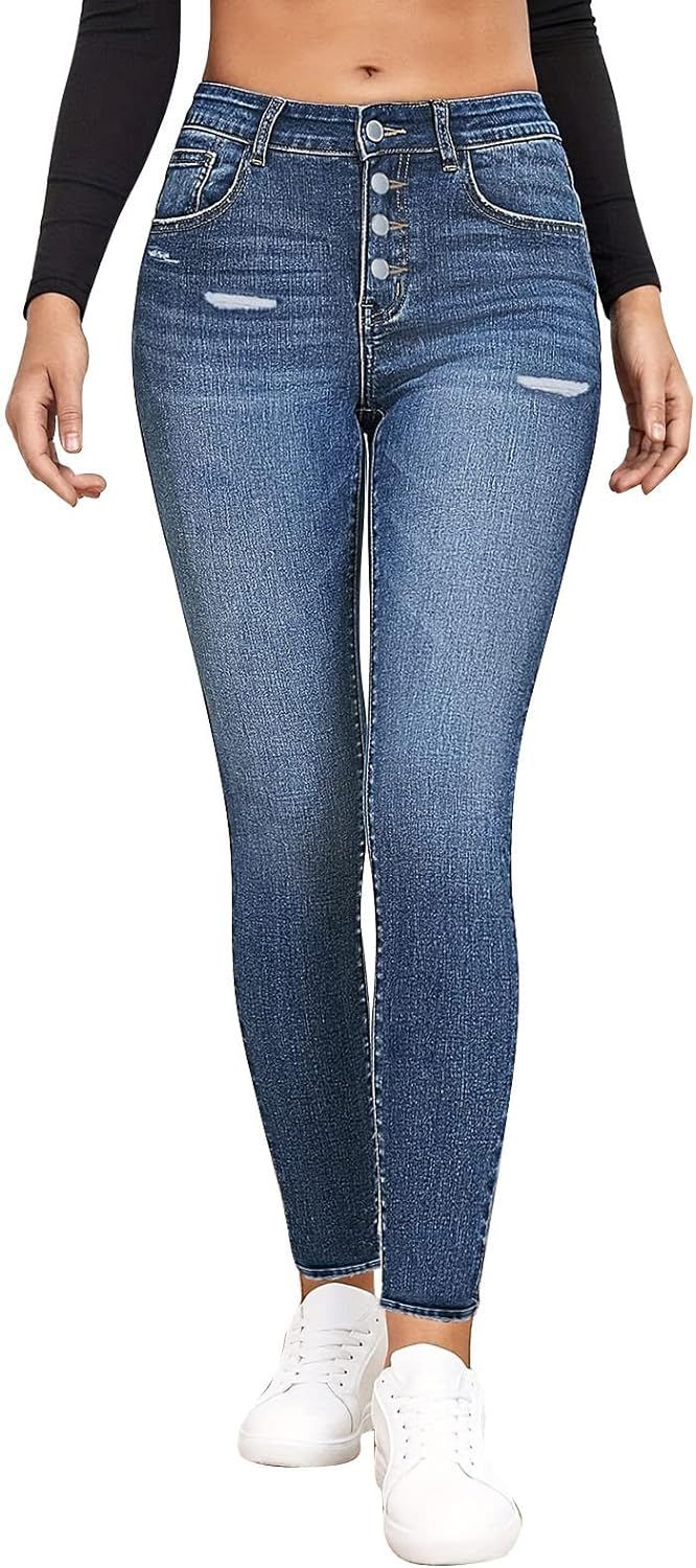 Women's Fashion Jeans 2024 Women Fashion Trend Individual Slim Deduction Small Feet Pants Rocked ... | Amazon (US)