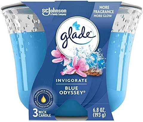 Glade Candle Blue Odyssey, Fragrance Candle Infused With Essential Oils, Air Freshener Candle, 3-... | Amazon (US)
