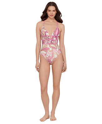Women's Ruched Lace Back One-Piece Swimsuit | Macy's