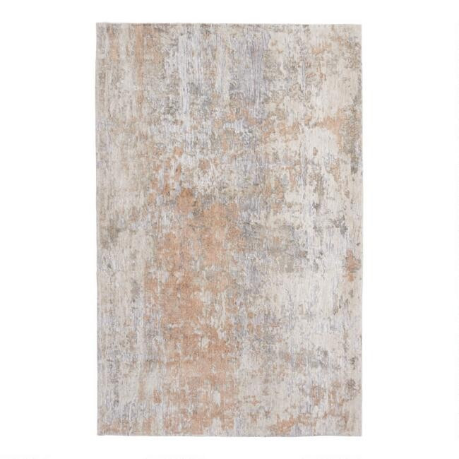 Silver and Peach Abstract Madison Area Rug | World Market