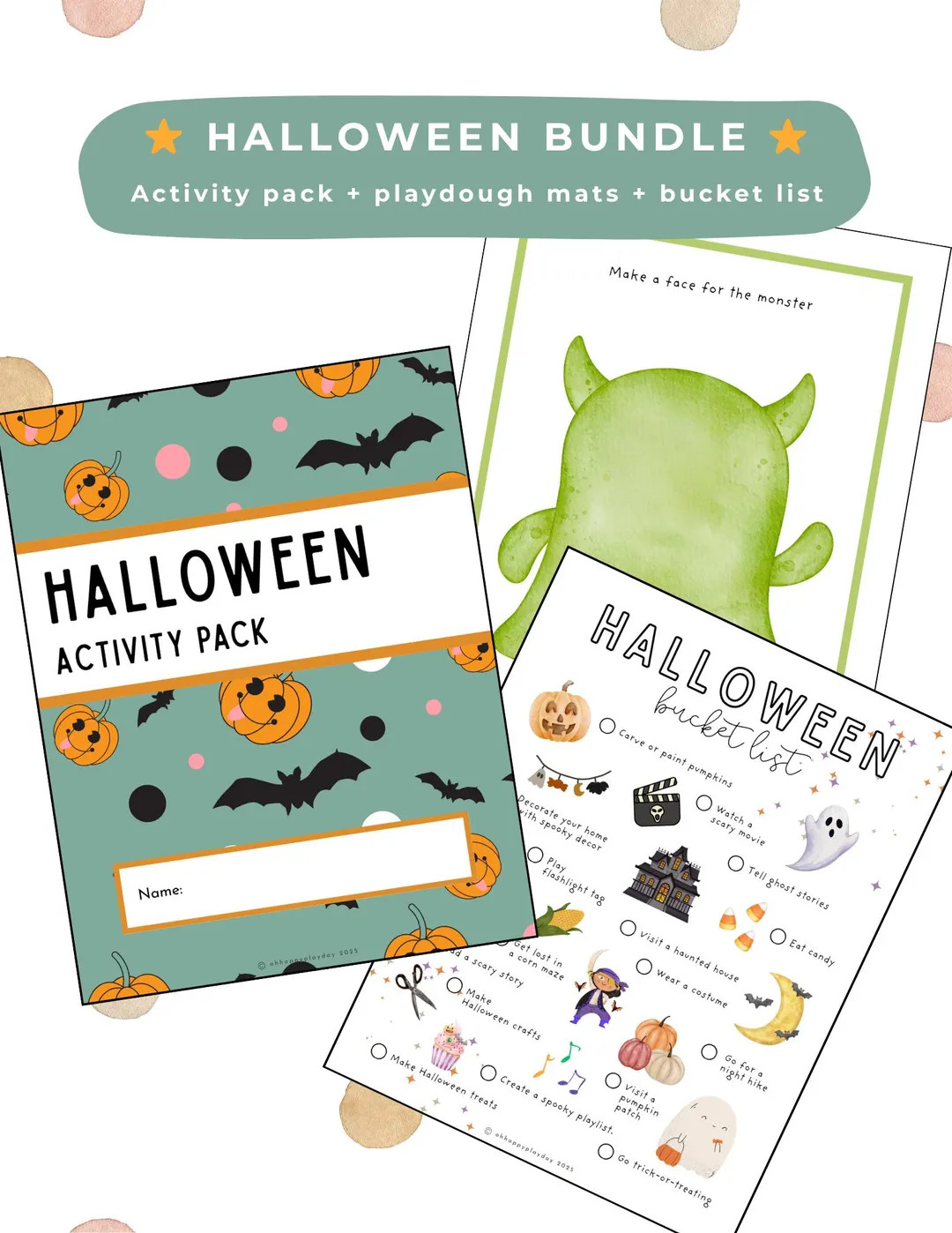 Halloween Activity Bundle - Printable Worksheets, Games, Puzzles, Playdough Mats, and Coloring Pa... | Etsy (US)