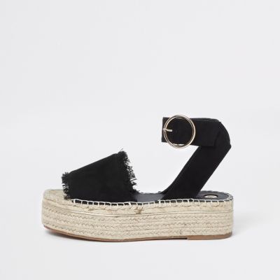 Black espadrille platform sandals | River Island (UK & IE)