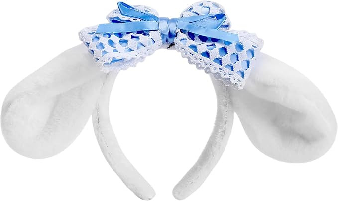 Bunny Ears Headband Furry Rabbit Puppy Dog Ears Headband Cute JK Bowknot Headwear for Facial Make... | Amazon (US)